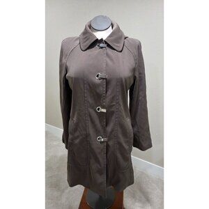 London Fog Womens Brown Hooded Raincoat Size M/M Polyester Blend